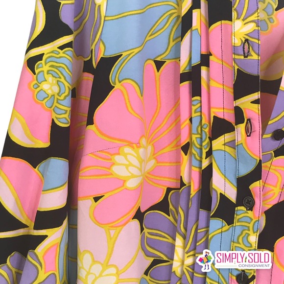 Who What Wear Women's Black Pink Floral Dress Mini Puff Sleeve 3/4 Bohemian Sz M - Picture 9 of 9